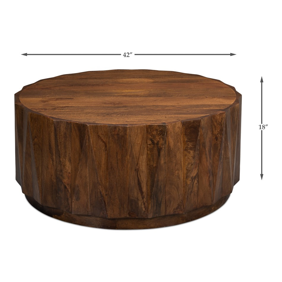 Organic Modern Round Cocktail Table – Pedestal Base - dimension drawing