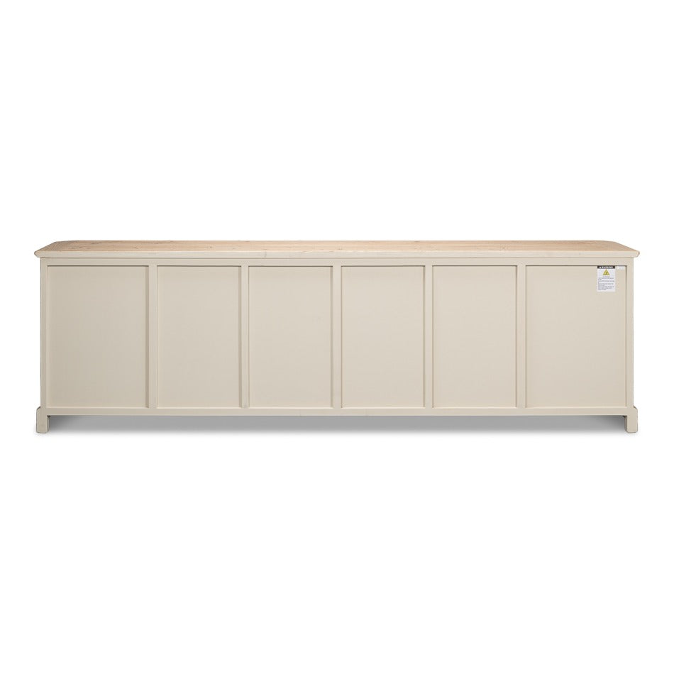 Large French Provincial Sideboard, 119" - Distressed Grey Pine with Natural Wood Top - additional view