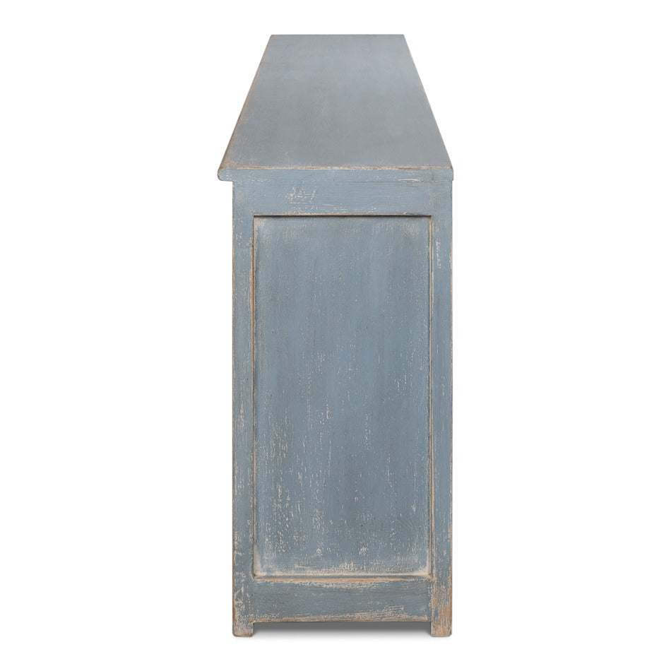 Farmhouse Eight-Door Sideboard, 122" – Distressed Blue-Grey Reclaimed Pine - additional view