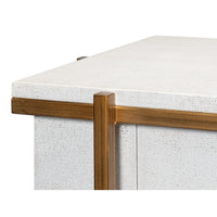Transitional Two-Door Chest – Soft White Leather-Wrapped Case with Wood Trim - additional view