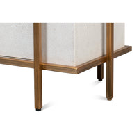 Transitional Two-Door Chest – Soft White Leather-Wrapped Case with Wood Trim - additional view