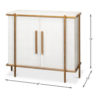 Transitional Two-Door Chest – Soft White Leather-Wrapped Case with Wood Trim - dimension drawing