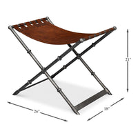 Dimension drawing for Brown Leather Bench