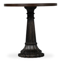 Inlaid Mango Wood Round Pedestal End Table - additional view