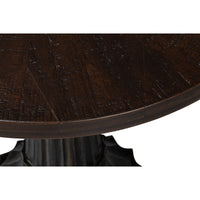 Inlaid Mango Wood Round Pedestal End Table - additional view