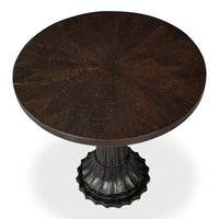 Inlaid Mango Wood Round Pedestal End Table - additional view