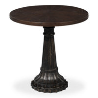 Inlaid Mango Wood Round Pedestal End Table - additional view