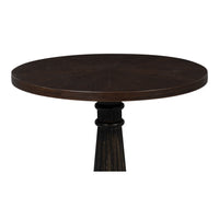 Inlaid Mango Wood Round Pedestal End Table - additional view