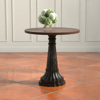 Inlaid Mango Wood Round Pedestal End Table - additional view