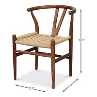 Dimension drawing for Classic Chinese Brown Wood Chair