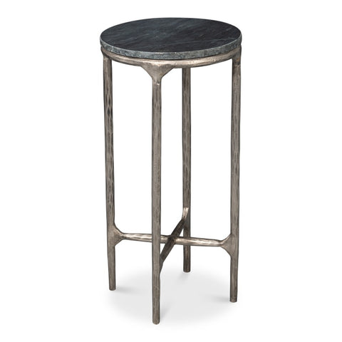 Marble Top Drink Table on Antiqued Nickel