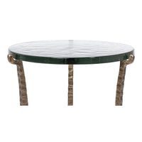 Aged Bronze Round Side Table with Cast Glass Top - additional view
