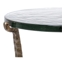 Aged Bronze Round Side Table with Cast Glass Top - additional view