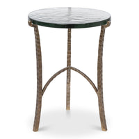 Aged Bronze Round Side Table with Cast Glass Top - additional view