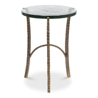 Aged Bronze Round Side Table with Cast Glass Top - additional view