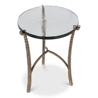 Aged Bronze Round Side Table with Cast Glass Top - additional view