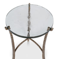 Aged Bronze Round Side Table with Cast Glass Top - additional view