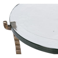 Aged Bronze Round Side Table with Cast Glass Top - additional view