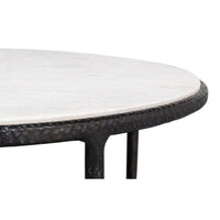 Round Marble-Top Side Table with Forged Iron Base - additional view