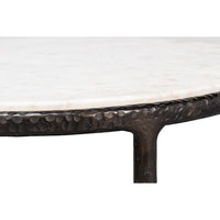 Round Marble-Top Side Table with Forged Iron Base - additional view