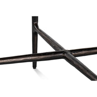 Round Marble-Top Side Table with Forged Iron Base - additional view