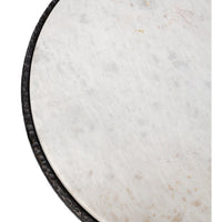 Round Marble-Top Side Table with Forged Iron Base - additional view
