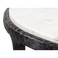 Round Marble-Top Side Table with Forged Iron Base - additional view