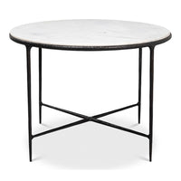 Round Breakfast Table with Marble Top, 42 in – Forged Iron Base - additional view