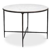 Round Breakfast Table with Marble Top, 42 in – Forged Iron Base - additional view