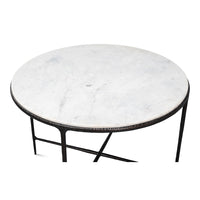 Round Breakfast Table with Marble Top, 42 in – Forged Iron Base - additional view