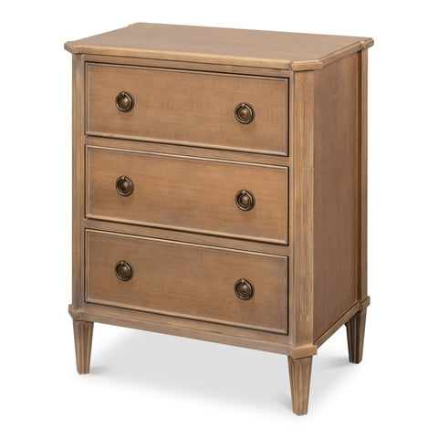 Neoclassical Petite Three-Drawer Chest in Brown Tulip Wood