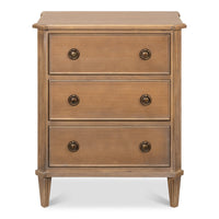 Neoclassical Three-Drawer Chest, 26 in – Brown Tulipwood with Ring Pulls - additional view