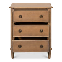 Neoclassical Three-Drawer Chest, 26 in – Brown Tulipwood with Ring Pulls - additional view