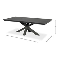 Stone Gray Dining Table with Starburst Pedestal Base - dimension drawing