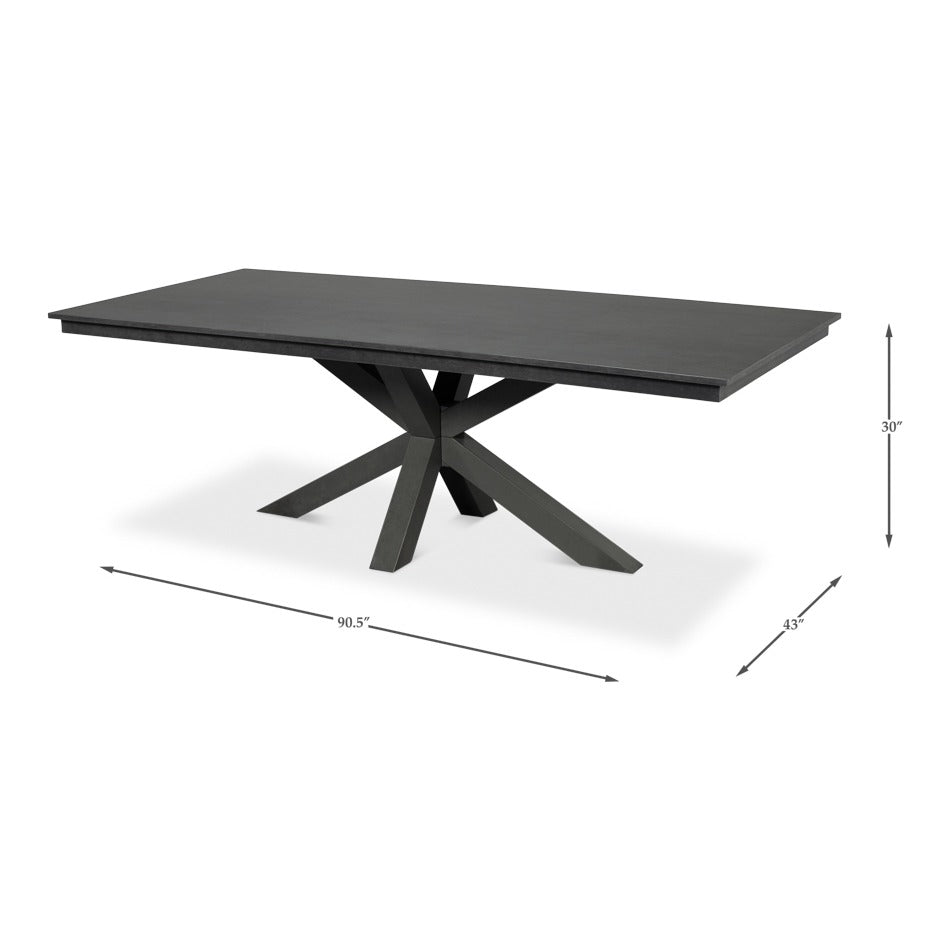 Stone Gray Dining Table with Starburst Pedestal Base - dimension drawing