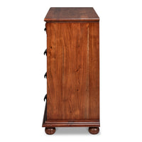 Carved Four-Drawer Chest – Brown Acacia with Antler-Form Pulls - additional view