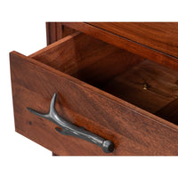 Carved Four-Drawer Chest – Brown Acacia with Antler-Form Pulls - additional view