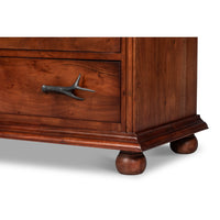Carved Four-Drawer Chest – Brown Acacia with Antler-Form Pulls - additional view