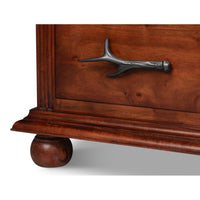 Carved Four-Drawer Chest – Brown Acacia with Antler-Form Pulls - additional view