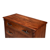 Carved Four-Drawer Chest – Brown Acacia with Antler-Form Pulls - additional view