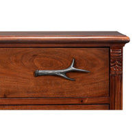 Carved Four-Drawer Chest – Brown Acacia with Antler-Form Pulls - additional view
