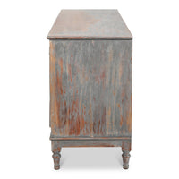 Rustic French Carved Sideboard – Distressed Finish, 6 Drawers - additional view