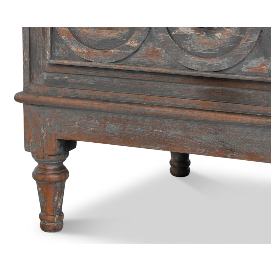 Rustic French Carved Sideboard – Distressed Finish, 6 Drawers - additional view