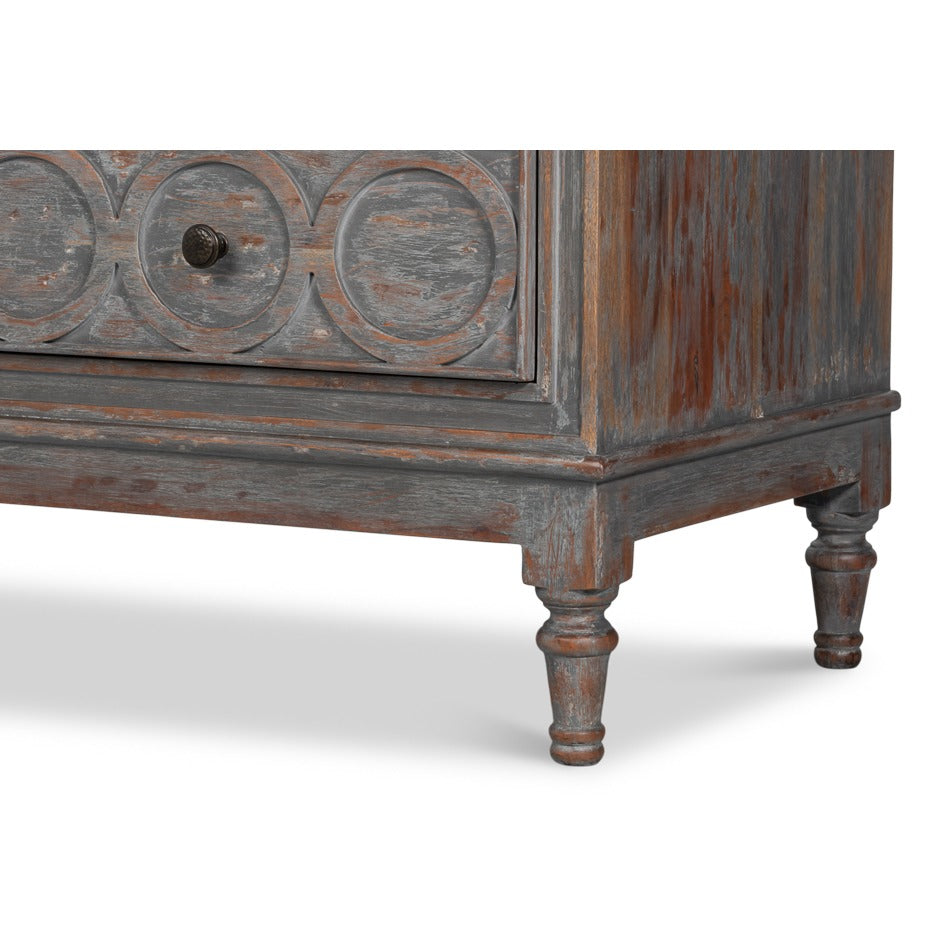 Rustic French Carved Sideboard – Distressed Finish, 6 Drawers - additional view