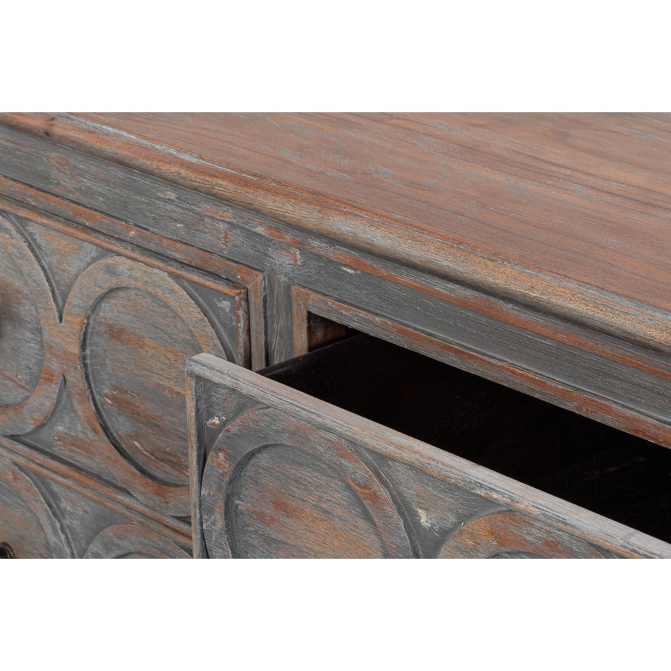 Rustic French Carved Sideboard – Distressed Finish, 6 Drawers - additional view