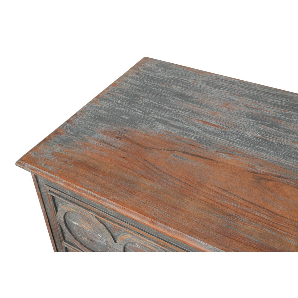 Rustic French Carved Sideboard – Distressed Finish, 6 Drawers - additional view
