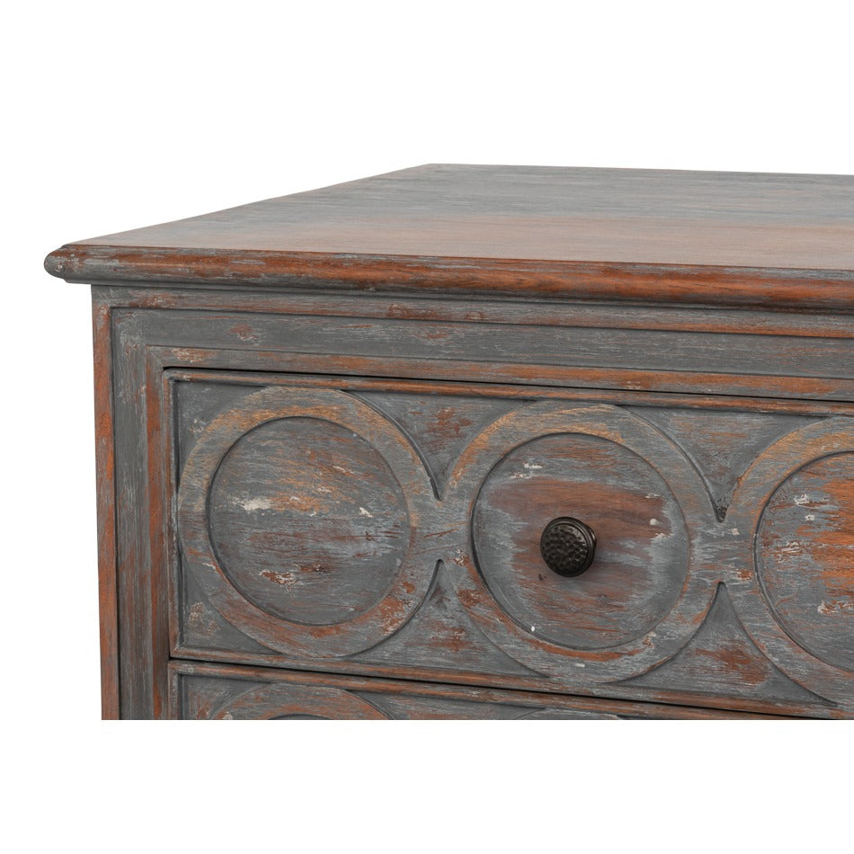 Rustic French Carved Sideboard – Distressed Finish, 6 Drawers - additional view