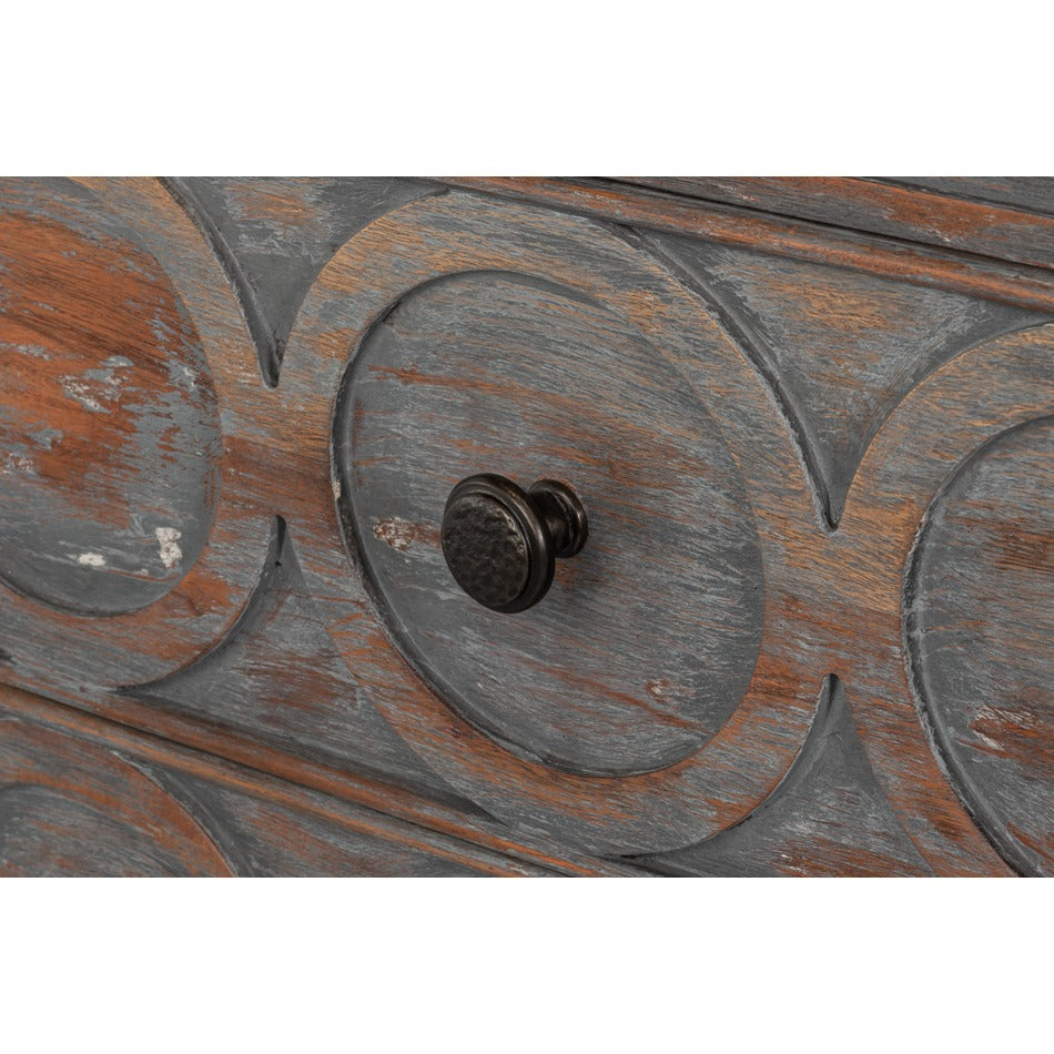 Rustic French Carved Sideboard – Distressed Finish, 6 Drawers - additional view