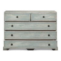 Whitewashed Acacia Chest of Drawers, Blue Gray – 2-Over-3 Paneled - additional view