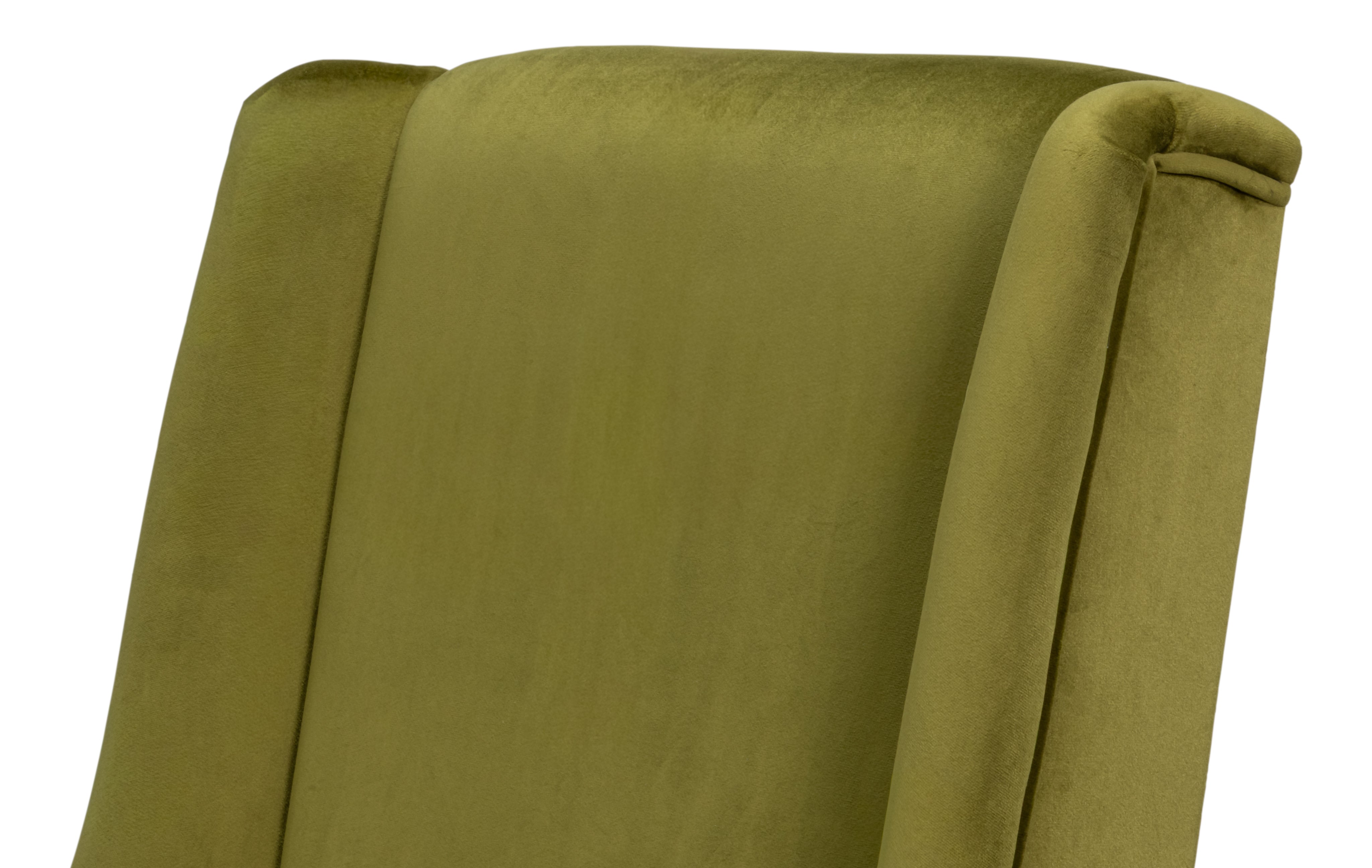 Sloped Arm Green Velvet Dining Chair in Olive, Host Chair - view 9
